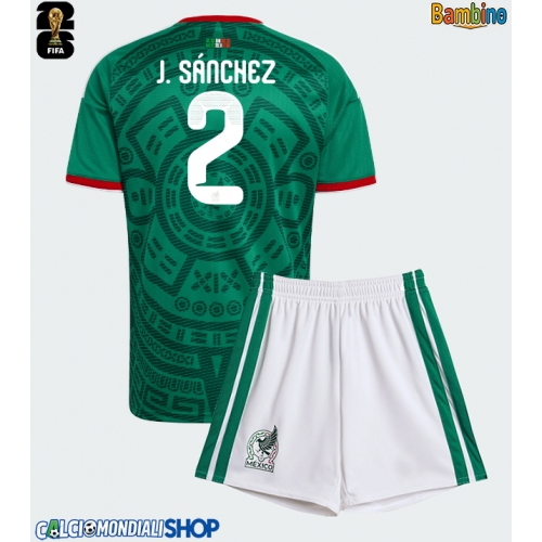 Maglie da calcio Messico Jorge Sanchez #2 Prima Maglia Bambino Mondiali 2026  Manica Corta + Pantaloni corti)